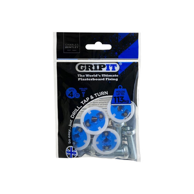 Gripit Blue Plastic, Steel Plasterboard Fixings, 25mm fixing hole diameter