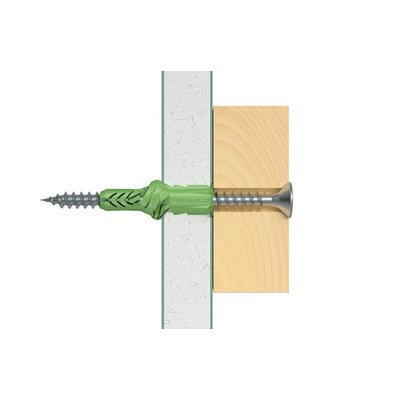 Fischer Fixings Green Nylon Wall Plug, 35mm Length, 6mm Fixing Hole Diameter