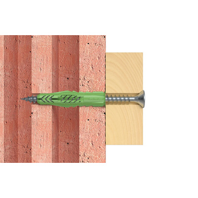 Fischer Fixings Green Nylon Wall Plug, 35mm Length, 6mm Fixing Hole Diameter
