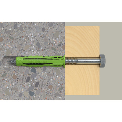 Fischer Fixings Green Wall Plug, 50mm Length, 10mm Fixing Hole Diameter