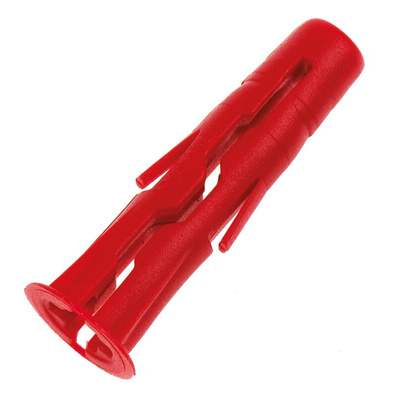 RawlPlug Red Plastic Wall Plug, 28mm Length, 6mm Fixing Hole Diameter