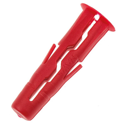 RawlPlug Red Plastic Wall Plug, 28mm Length, 6mm Fixing Hole Diameter