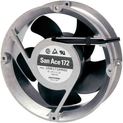 Sanyo Denki, 24 V dc, DC Axial Fan, 172 (Dia.) x 51mm, 383.9m³/h, 13.92W