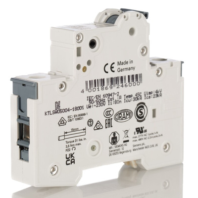 Siemens Sentron 5SY6 MCB, 1P, 2A Curve C, 230V AC, 6 kA Breaking Capacity