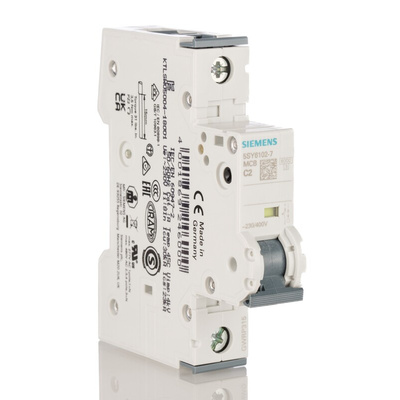 Siemens Sentron 5SY6 MCB, 1P, 2A Curve C, 230V AC, 6 kA Breaking Capacity