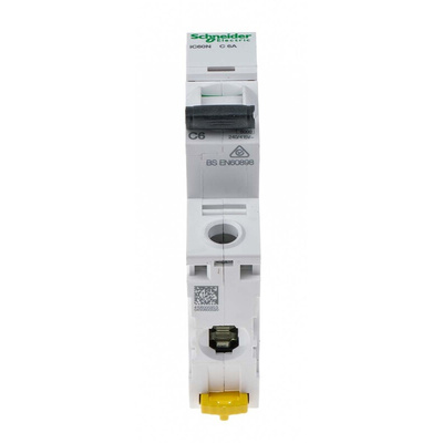 Schneider Electric Acti 9 iC60N MCB, 1P, 6A Curve C, 100 → 133V AC, 12 → 48V DC, 6 kA Breaking Capacity