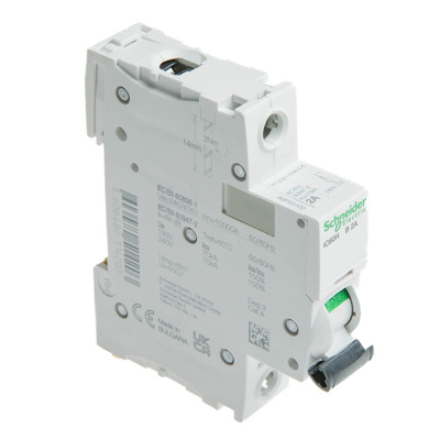 Schneider Electric Acti 9 iC60H MCB, 1P, 2A Curve B, 100 → 133V AC, 72V DC, 10 kA Breaking Capacity