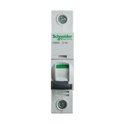 Schneider Electric Acti 9 iC60H MCB, 1P, 4A Curve C, 100 → 133V AC, 72V DC, 70 kA Breaking Capacity