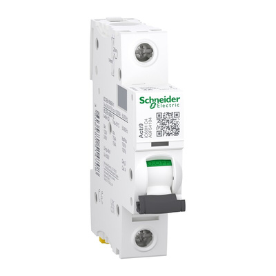 Schneider Electric Acti 9 iC60H MCB, 1P, 4A Curve C, 100 → 133V AC, 72V DC, 70 kA Breaking Capacity