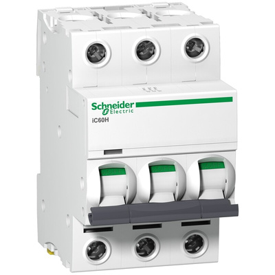 Schneider Electric Acti 9 iC60H MCB, 3P, 10A Curve C, 440V AC, 100 → 133V DC, 10 kA Breaking Capacity