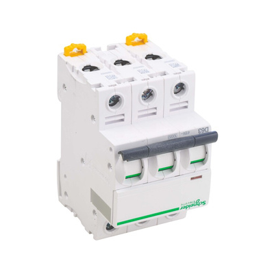 Schneider Electric Acti 9 iC60H MCB, 3P, 20A Curve C, 440V AC, 100 → 133V DC, 10 kA Breaking Capacity