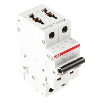 ABB System Pro M Compact S200M MCB, 2P, 1A Curve C, 440V AC, 125V DC, 10 kA Breaking Capacity
