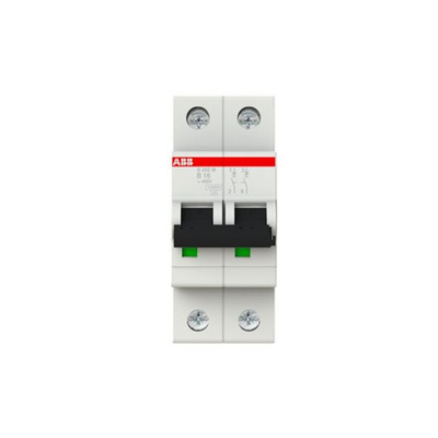 ABB System Pro M Compact S200M MCB, 2P, 16A Curve B, 440V AC, 125V DC, 10 kA Breaking Capacity
