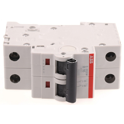 ABB System Pro M Compact S200M MCB, 2P, 16A Curve B, 440V AC, 125V DC, 10 kA Breaking Capacity