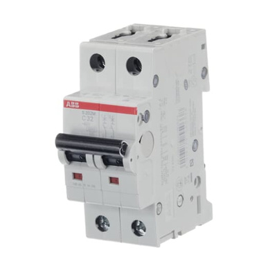 ABB System Pro M Compact S200M MCB, 2P, 32A Curve C, 440V AC, 125V DC, 10 kA Breaking Capacity