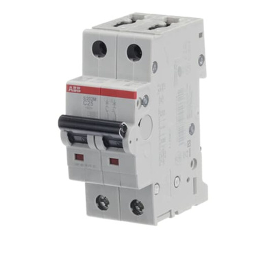 ABB System Pro M Compact S200M MCB, 2P, 25A Curve C, 440V AC, 125V DC, 10 kA Breaking Capacity