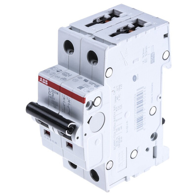 ABB System Pro M Compact S200M MCB, 2P, 3A Curve C, 440V AC, 125V DC, 10 kA Breaking Capacity