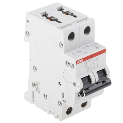 ABB System Pro M Compact S200M MCB, 2P, 6A Curve B, 440V AC, 125V DC, 10 kA Breaking Capacity