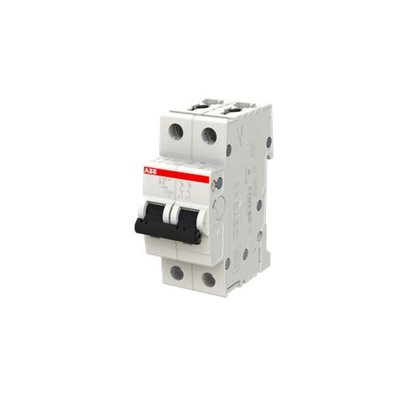 ABB System Pro M Compact S200M MCB, 2P, 6A Curve B, 440V AC, 125V DC, 10 kA Breaking Capacity