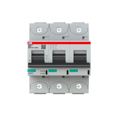 ABB High Performance S800N MCB, 3P, 80A Curve B, 400V AC, 36 kA Breaking Capacity