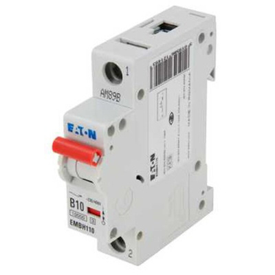 Eaton MEMShield MCB, 1P, 10A Curve B, 230V AC, 48V DC, 10 kA Breaking Capacity