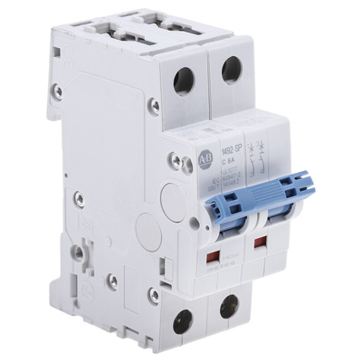 Allen Bradley 1492 1492-SPM MCB, 2P, 6A Curve C, 277V AC, 96V DC, 10 kA Breaking Capacity