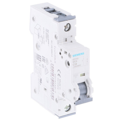 Siemens Sentron 5SY4 MCB, 1P, 10A Curve C, 400V AC, 72V DC, 10 kA Breaking Capacity