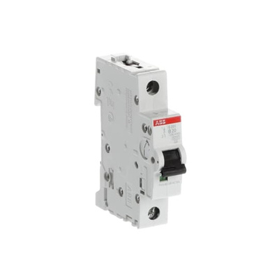 ABB System Pro M Compact S200 MCB, 1P, 20A Curve B, 253V AC, 72V DC, 6 kA Breaking Capacity