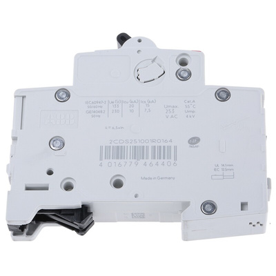 ABB System Pro M Compact S200 MCB, 1P, 16A Curve C, 253V AC, 72V DC, 6 kA Breaking Capacity