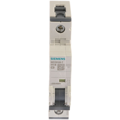 Siemens Sentron 5SY6 MCB, 1P, 3A Curve C, 230V AC, 72V DC, 6 kA Breaking Capacity