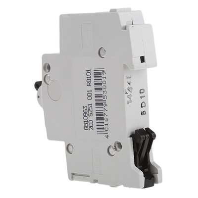 ABB System Pro M Compact S200 MCB, 1P, 10A Curve D, 253V AC, 72V DC, 6 kA Breaking Capacity