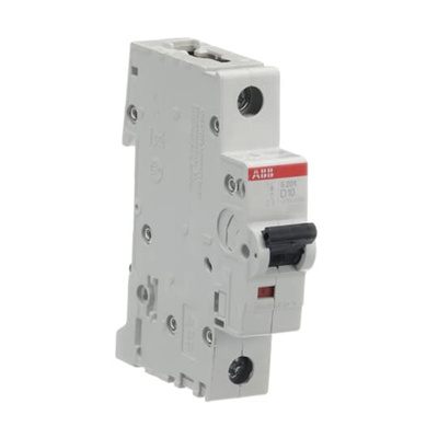 ABB System Pro M Compact S200 MCB, 1P, 10A Curve D, 253V AC, 72V DC, 6 kA Breaking Capacity