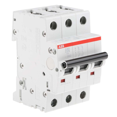 ABB System Pro M Compact S200 MCB, 3P, 25A Curve D, 440V AC, 6 kA Breaking Capacity