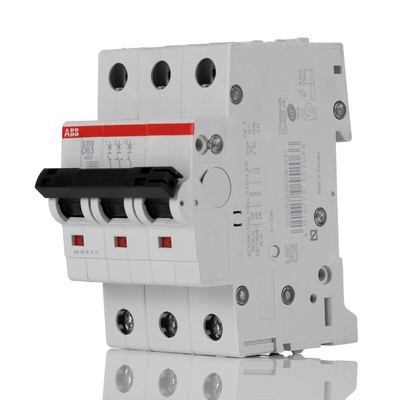 ABB System Pro M Compact S200 MCB, 3P, 63A Curve D, 440V AC, 12V DC, 6 kA Breaking Capacity