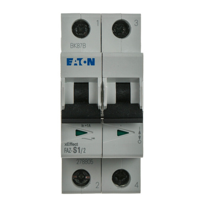 Eaton xEffect MCB, 2P, 1A Curve S, 230V AC, 60V DC, 10 kA Breaking Capacity