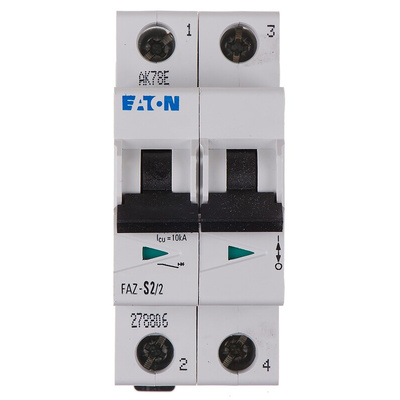 Eaton xEffect MCB, 2P, 2A Curve S, 230V AC, 60V DC, 10 kA Breaking Capacity