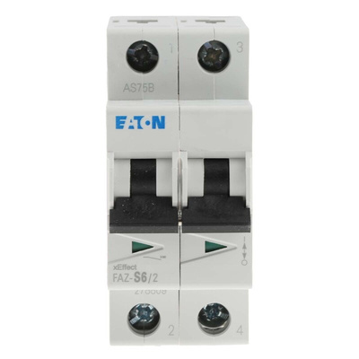 Eaton xEffect MCB, 2P, 6A Curve S, 230V AC, 60V DC, 10 kA Breaking Capacity