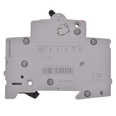 ABB System Pro M Compact S200M MCB, 1P, 1A Curve C, 253V AC, 72V DC, 10 kA Breaking Capacity