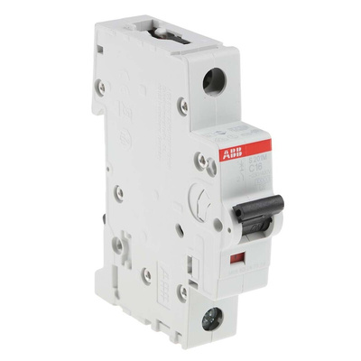 ABB System Pro M Compact S200M MCB, 1P, 16A Curve C, 253V AC, 72V DC, 10 kA Breaking Capacity