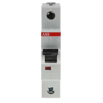 ABB System Pro M Compact S200M MCB, 1P, 16A Curve C, 253V AC, 72V DC, 10 kA Breaking Capacity