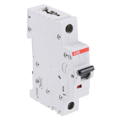 ABB System Pro M Compact S200M MCB, 1P, 20A Curve C, 253V AC, 72V DC, 10 kA Breaking Capacity