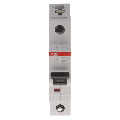 ABB System Pro M Compact S200M MCB, 1P, 32A Curve C, 253V AC, 72V DC, 10 kA Breaking Capacity