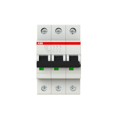 ABB System Pro M Compact S200M MCB, 3P, 16A Curve C, 440V AC, 10 kA Breaking Capacity