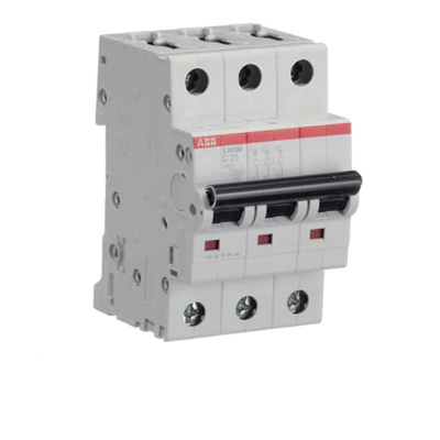 ABB System Pro M Compact S200M MCB, 3P, 25A Curve C, 440V AC, 10 kA Breaking Capacity