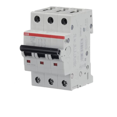 ABB System Pro M Compact S200M MCB, 3P, 25A Curve C, 440V AC, 10 kA Breaking Capacity