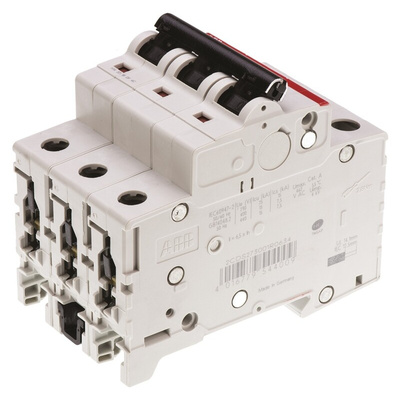 ABB System Pro M Compact S200M MCB, 3P, 63A Curve C, 440V AC, 125V DC, 10 kA Breaking Capacity
