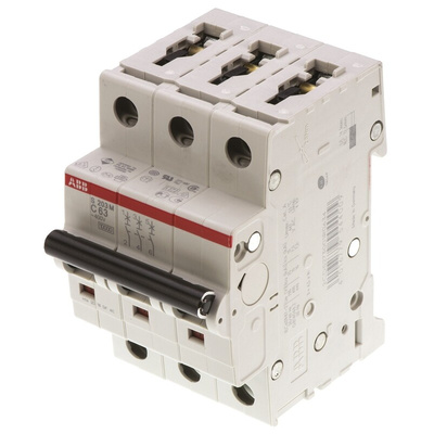 ABB System Pro M Compact S200M MCB, 3P, 63A Curve C, 440V AC, 125V DC, 10 kA Breaking Capacity