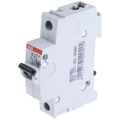 ABB System Pro M Compact S200M MCB, 1P, 6A Curve B, 253V AC, 72V DC, 10 kA Breaking Capacity