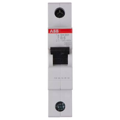 ABB Compact Home SH200 MCB, 1P, 6A Curve B, 400V AC, 60V DC, 6 kA Breaking Capacity