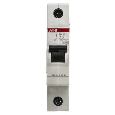 ABB Compact Home SH200 MCB, 1P, 6A Curve C, 440V AC, 6 kA Breaking Capacity